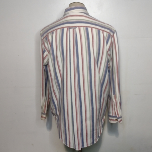 Vintage 90s NAUTICA Button Down Shirt Red White Blue Denim Stripe XL 100% Cotton - Picture 5 of 8